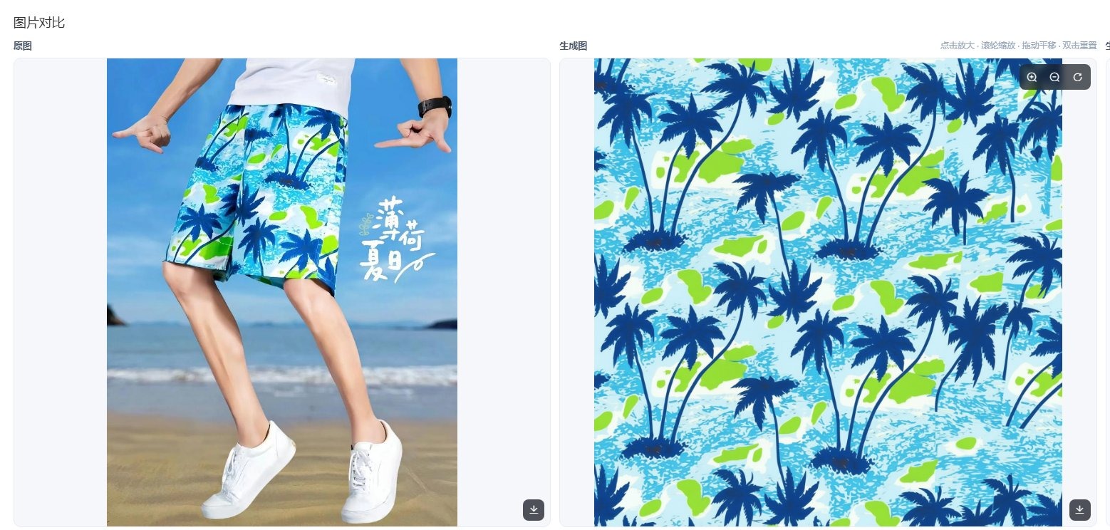热带棕榈树沙滩裤印花提取对比